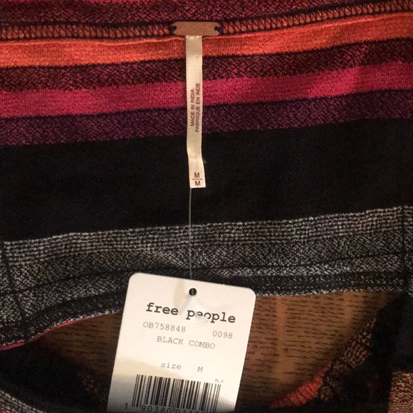 🆕 Free People Embroidered Striped Tank Top Black - Picture 4 of 6